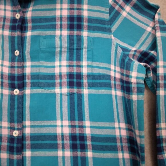 Woolrich | Plaid Flannel Shirt Blue Pink Cotton | Size XXL - Picture 5 of 10